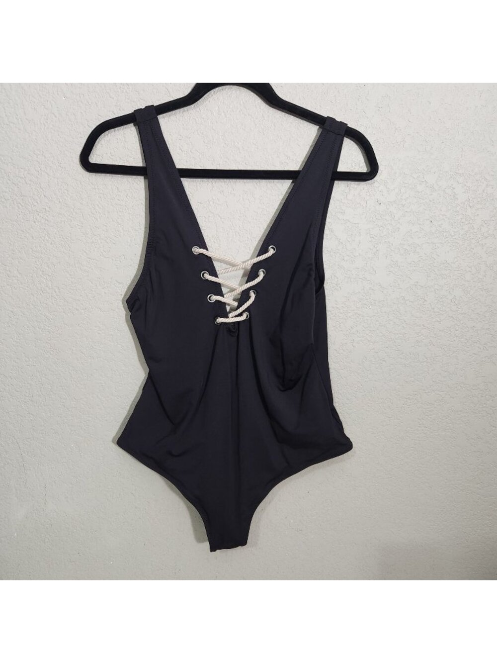 H&M Womens One-Piece Swimsuit Size 14 Black Lace-Up Design